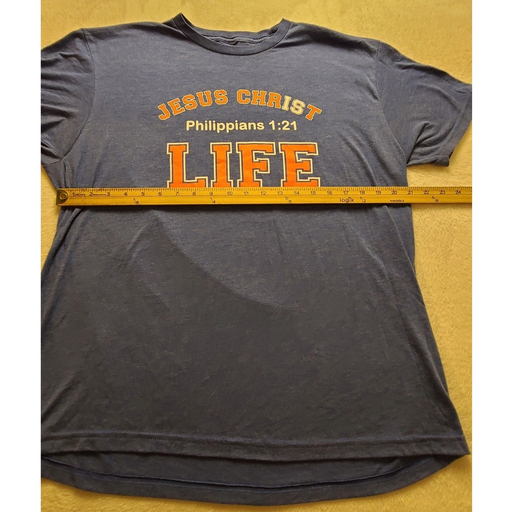 Jesus Christ Philippians 1:21 Wrestling Graphic Tee Blue Heather Men's Shirt XL - Picture 8 of 11